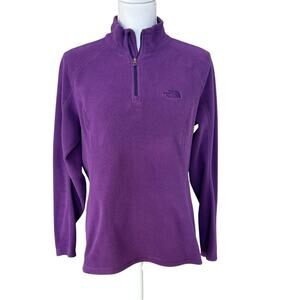 The North Face Pullover Top Womens Medium 1/4 Zip Purple Fleece Polartec Classic